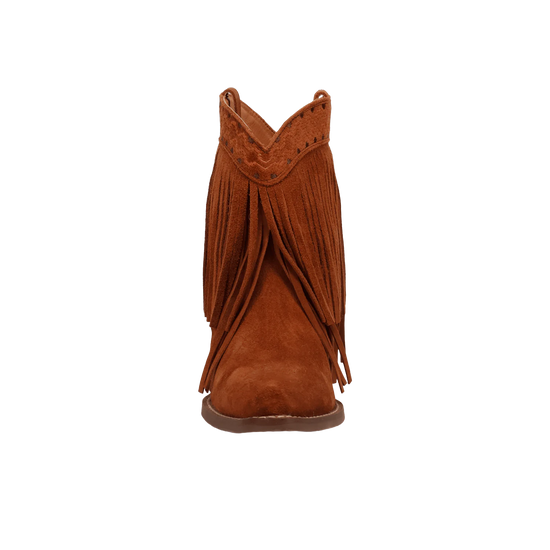 Dingo Ladies Tapadero Suede Fringe Brown Booties DI2181-BN
