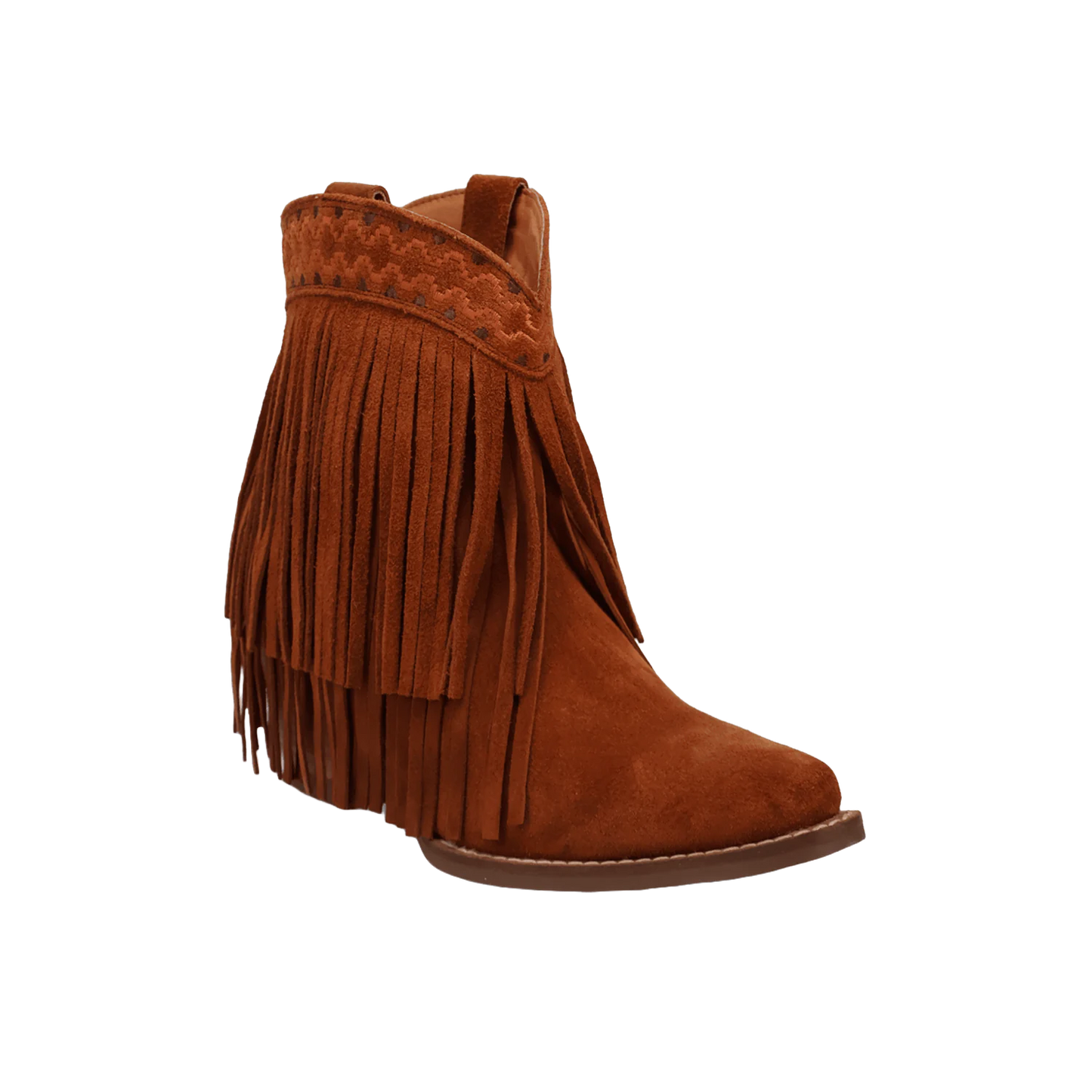 Dingo Ladies Tapadero Suede Fringe Brown Booties DI2181-BN
