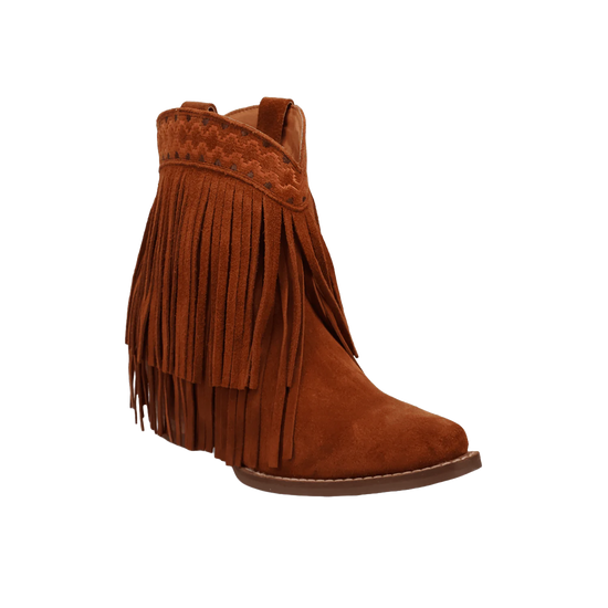 Dingo Ladies Tapadero Suede Fringe Brown Booties DI2181-BN