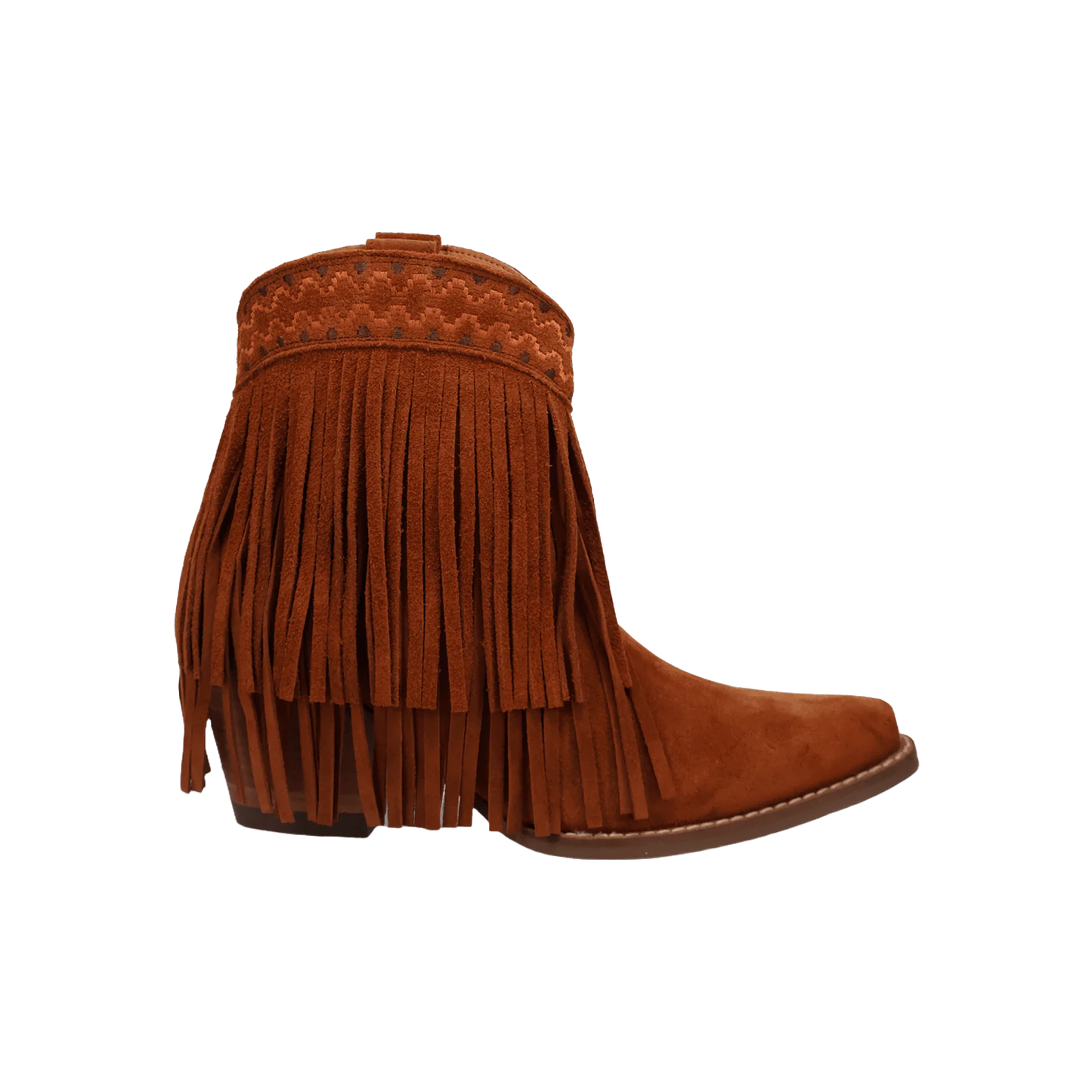Dingo Ladies Tapadero Suede Fringe Brown Booties DI2181-BN