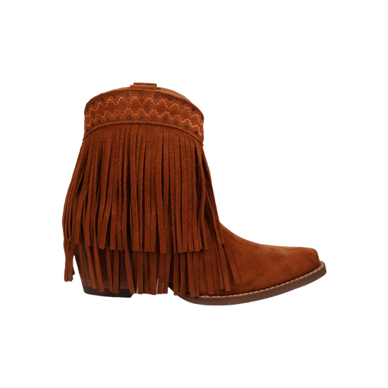 Dingo Ladies Tapadero Suede Fringe Brown Booties DI2181-BN