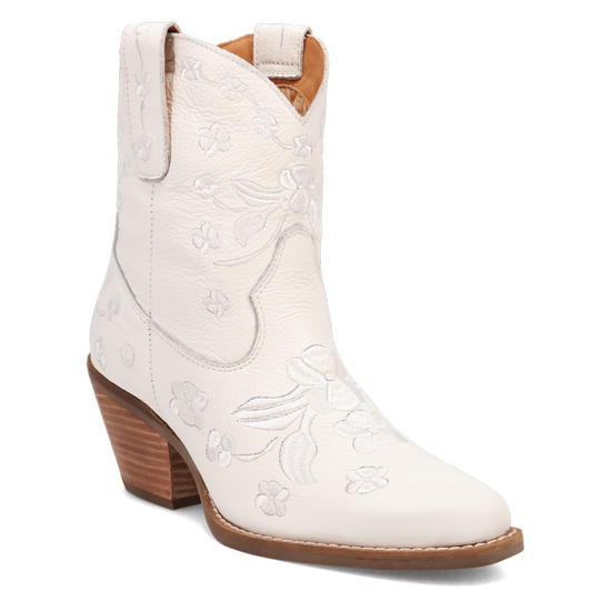 Dingo Ladies Sweetheart White Leather Booties DI2183-WH