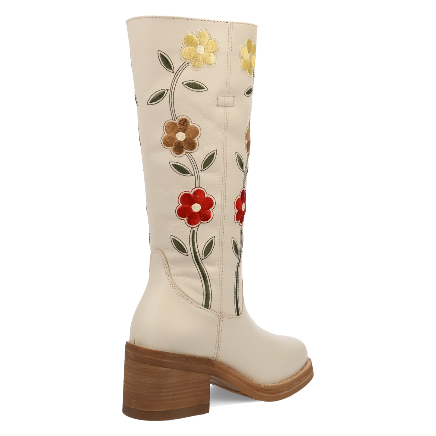 Dingo Ladies Bloom White Round Toe Leather Boot DI2378-WH