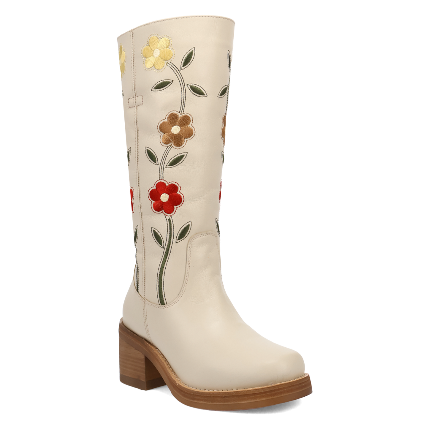 Dingo Ladies Bloom White Round Toe Leather Boot DI2378-WH