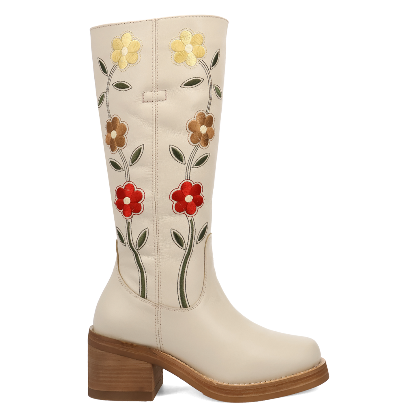 Dingo Ladies Bloom White Round Toe Leather Boot DI2378-WH