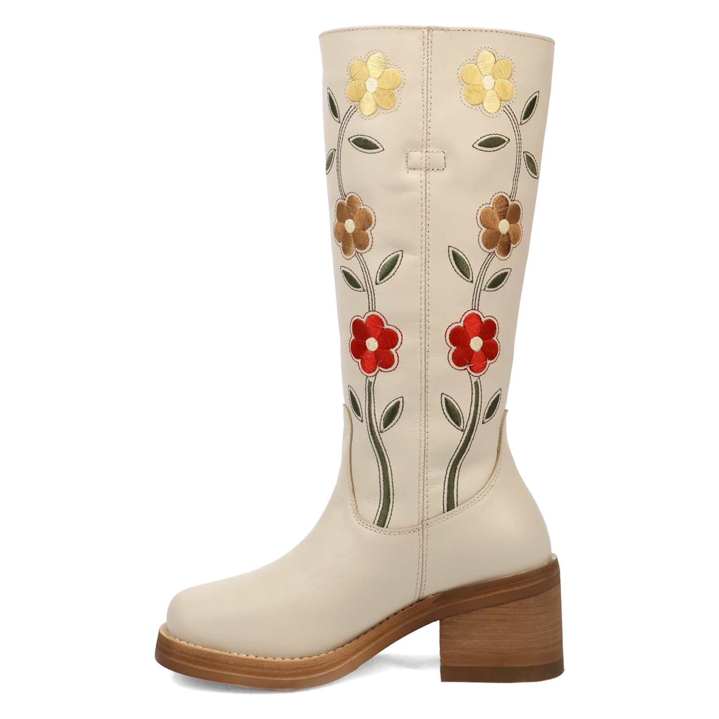 Dingo Ladies Bloom White Round Toe Leather Boot DI2378-WH