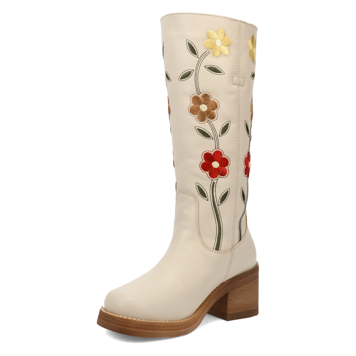 Dingo Ladies Bloom White Round Toe Leather Boot DI2378-WH