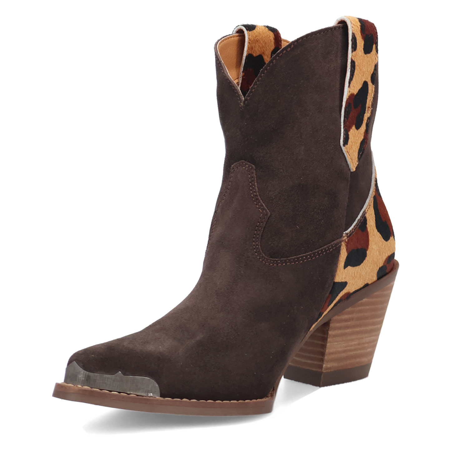 Dingo Ladies Texas Charm Brown Suede Leather Snip Toe Bootie DI2399-BN