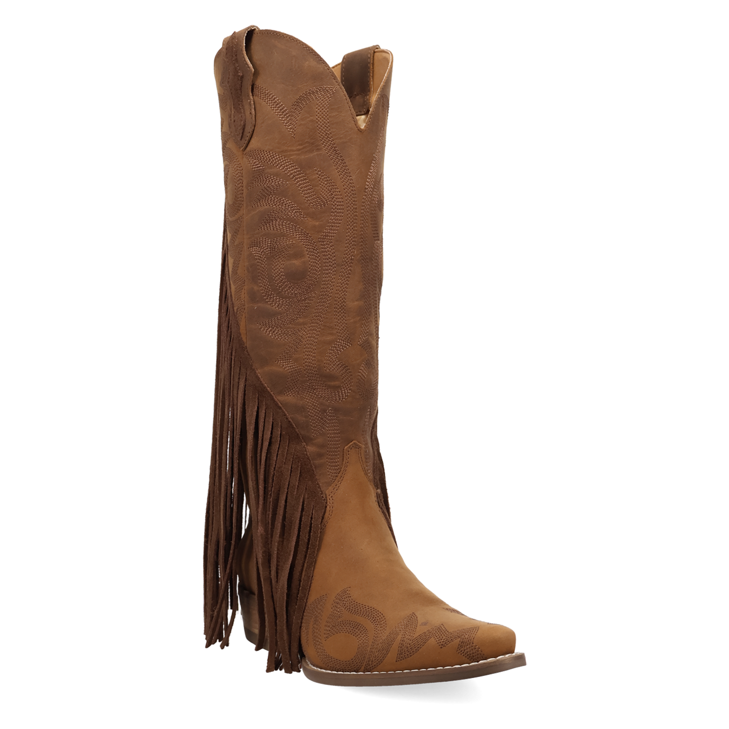 Dingo Ladies Walk West Brown Leather Fringe Tall Western Boot DI2450-BN