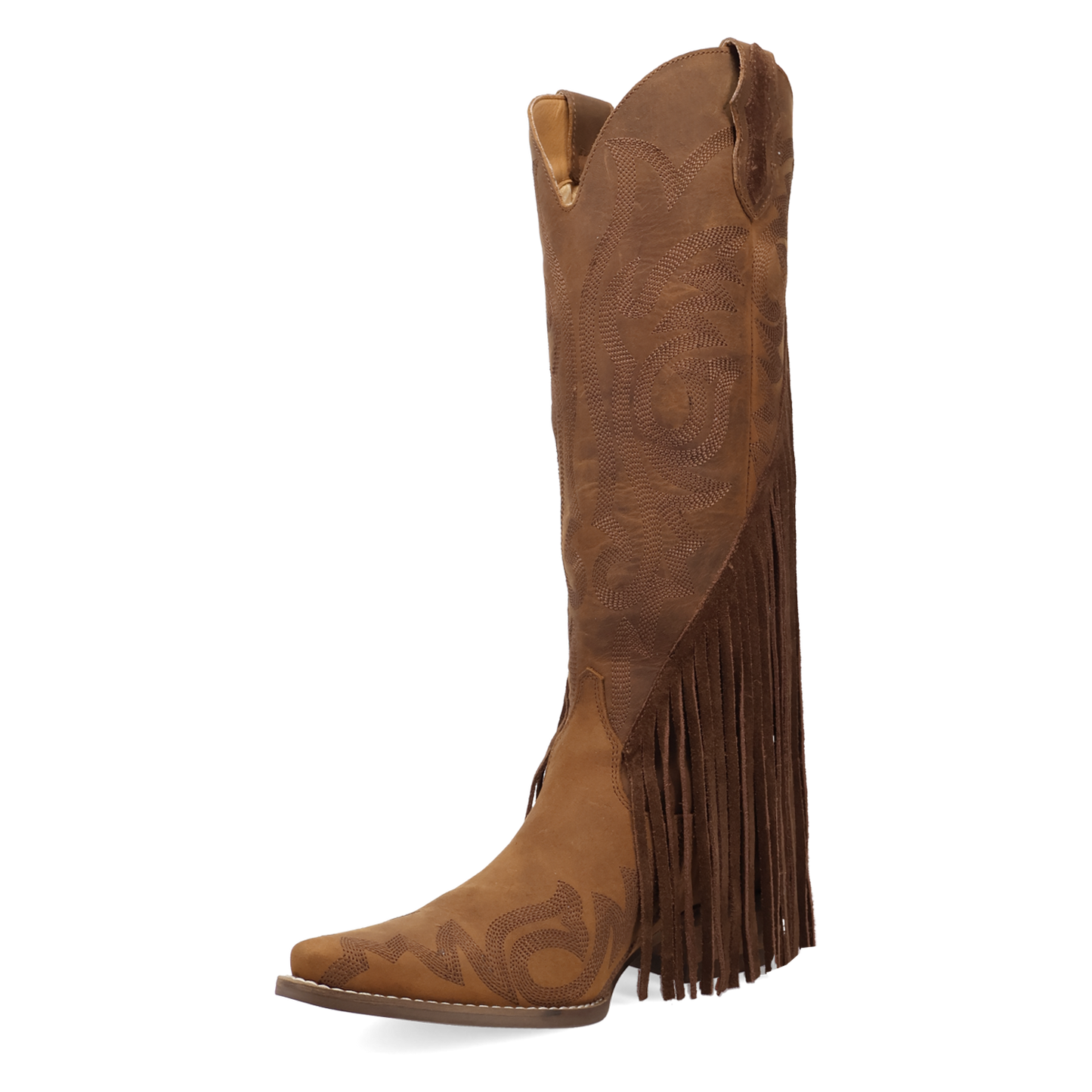 Dingo Ladies Walk West Brown Leather Fringe Tall Western Boot DI2450-BN