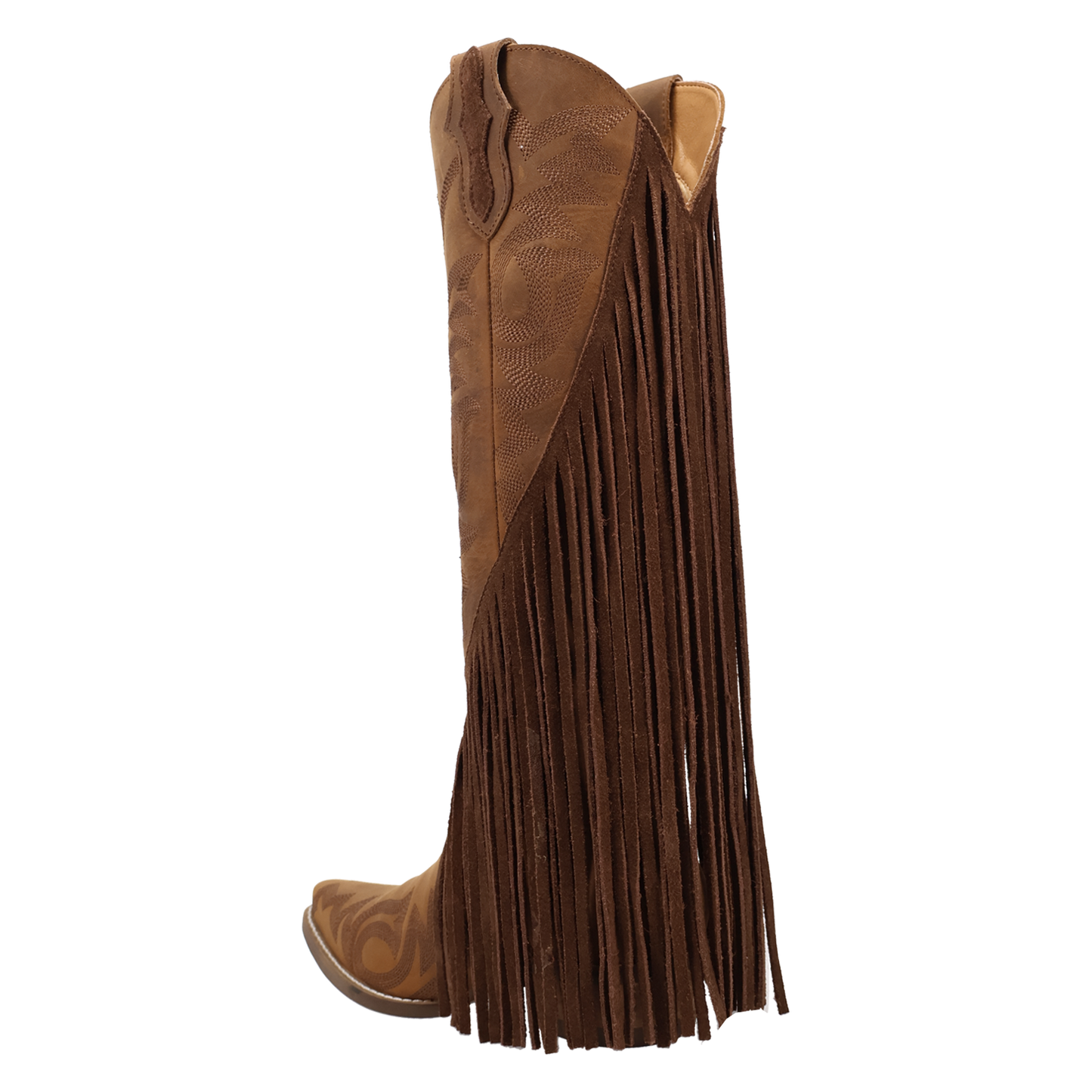Dingo Ladies Walk West Brown Leather Fringe Tall Western Boot DI2450-BN