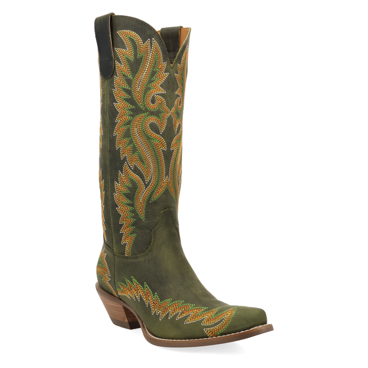 Dingo Ladies Lantana Olive Green Leather Western Boot DI2455-GN2
