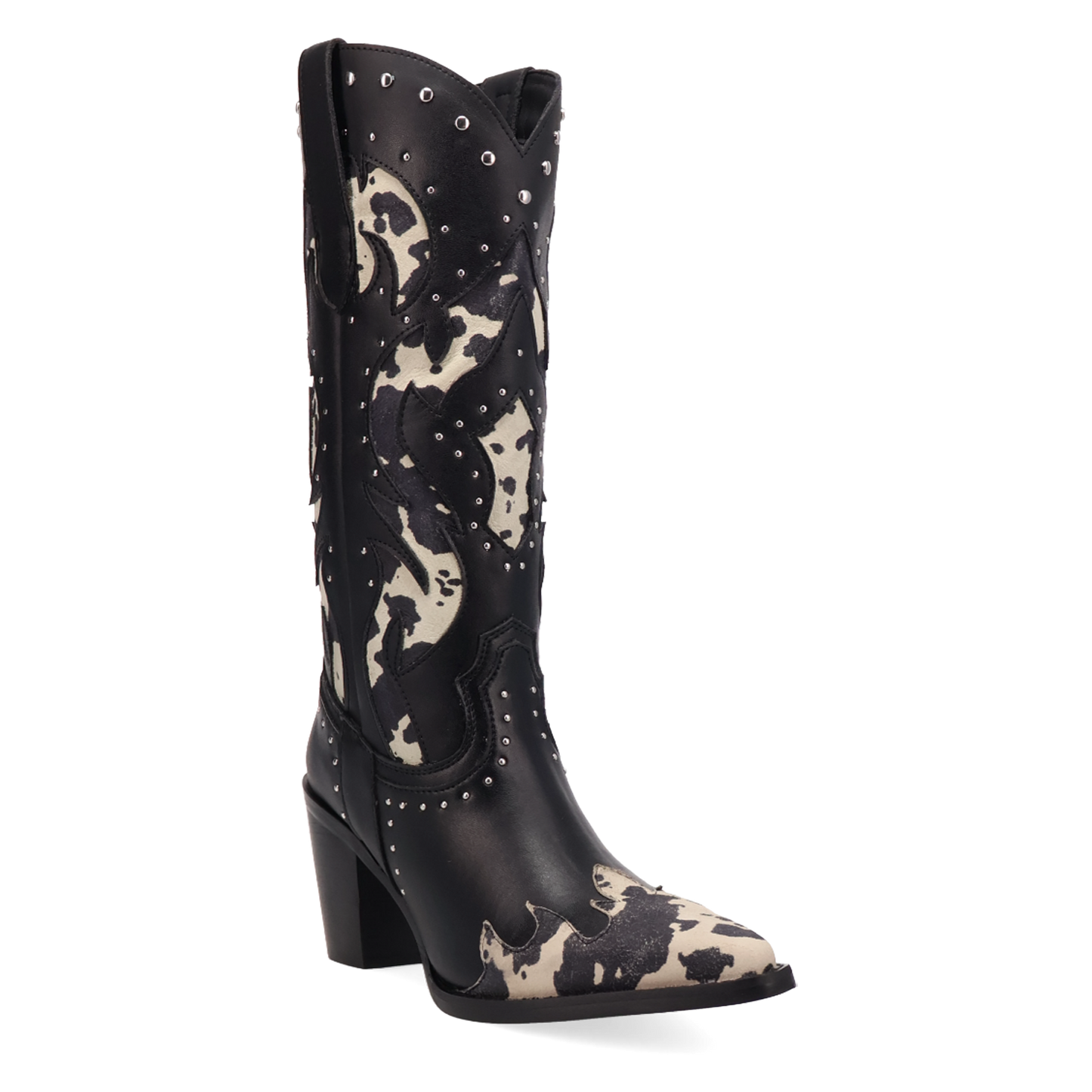 Dingo Ladies Untamed Black Cow Print Leather Boot DI2463-MU15