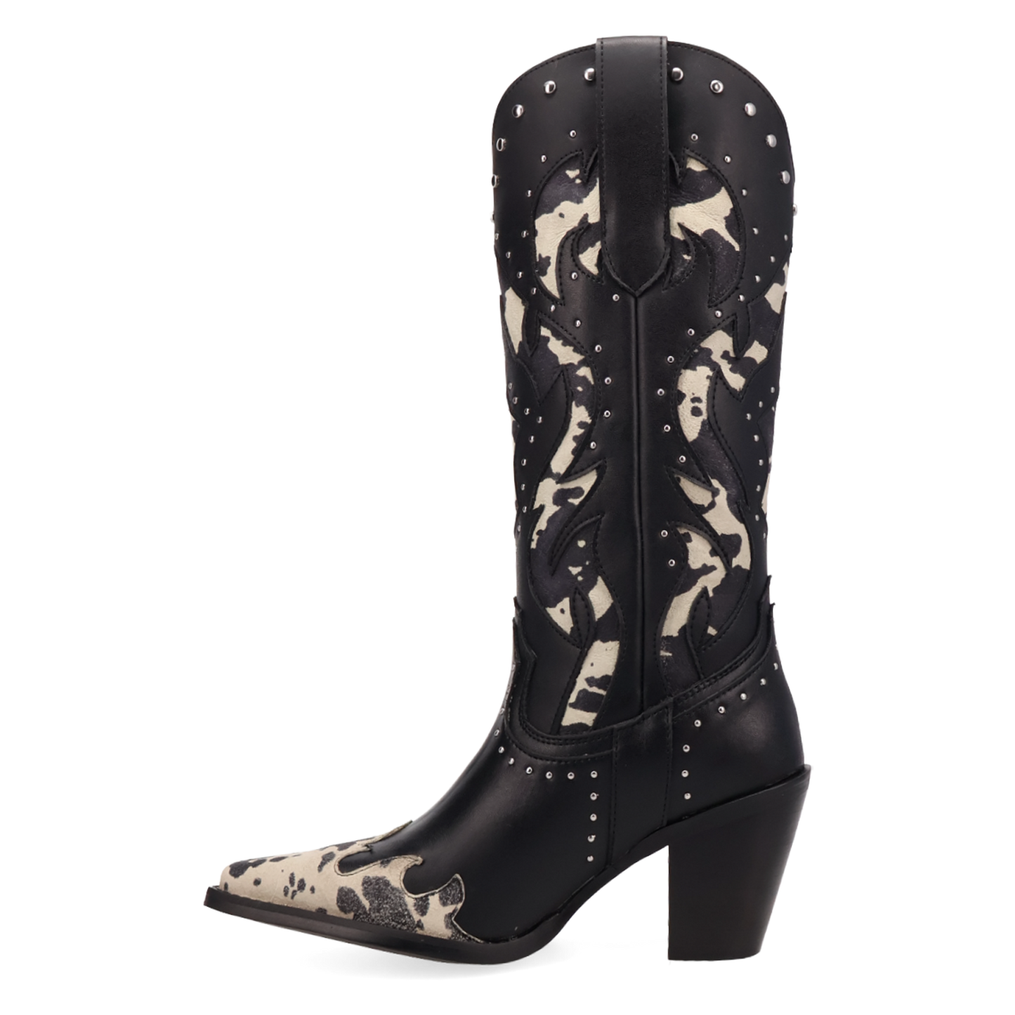 Dingo Ladies Untamed Black Cow Print Leather Boot DI2463-MU15