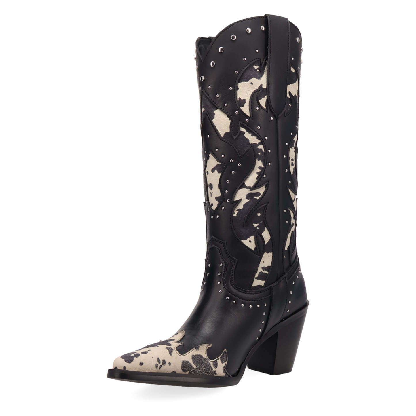 Dingo Ladies Untamed Black Cow Print Leather Boot DI2463-MU15