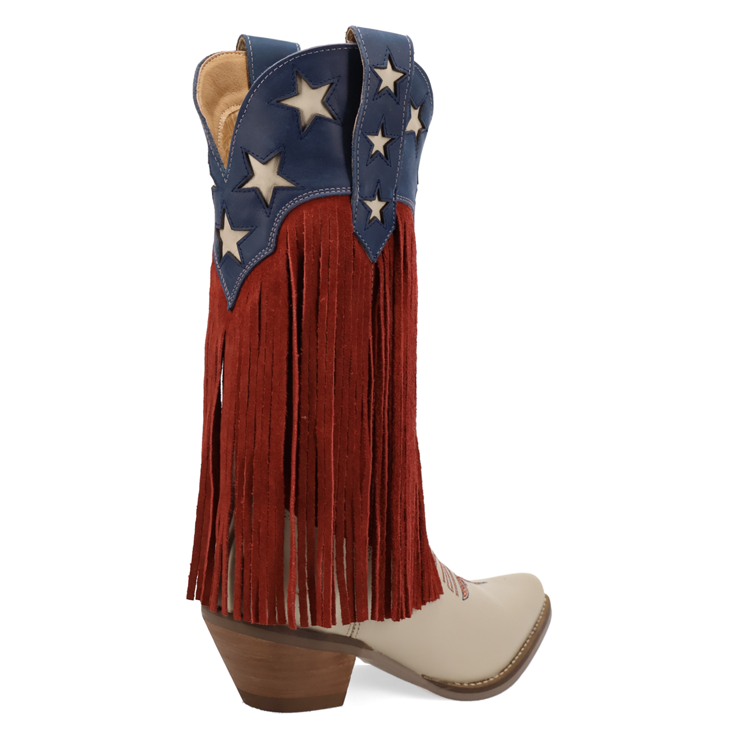 Dingo Ladies Wild n' Free Fringe White Leather Snip Toe Boot DI2476-MU