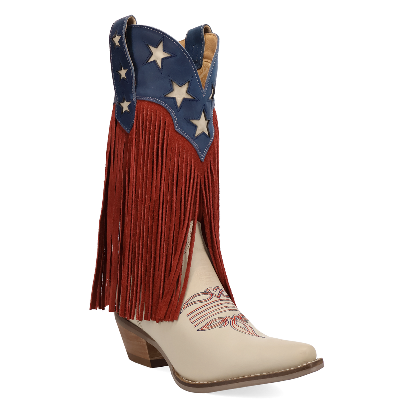 Dingo Ladies Wild n' Free Fringe White Leather Snip Toe Boot DI2476-MU