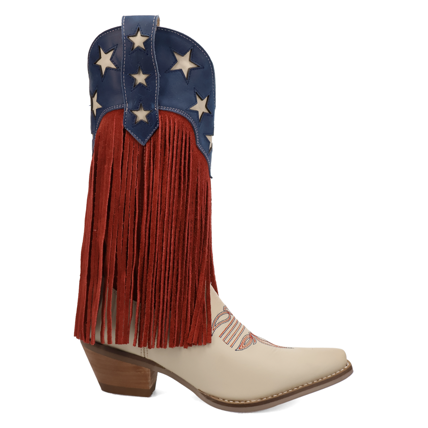 Dingo Ladies Wild n' Free Fringe White Leather Snip Toe Boot DI2476-MU