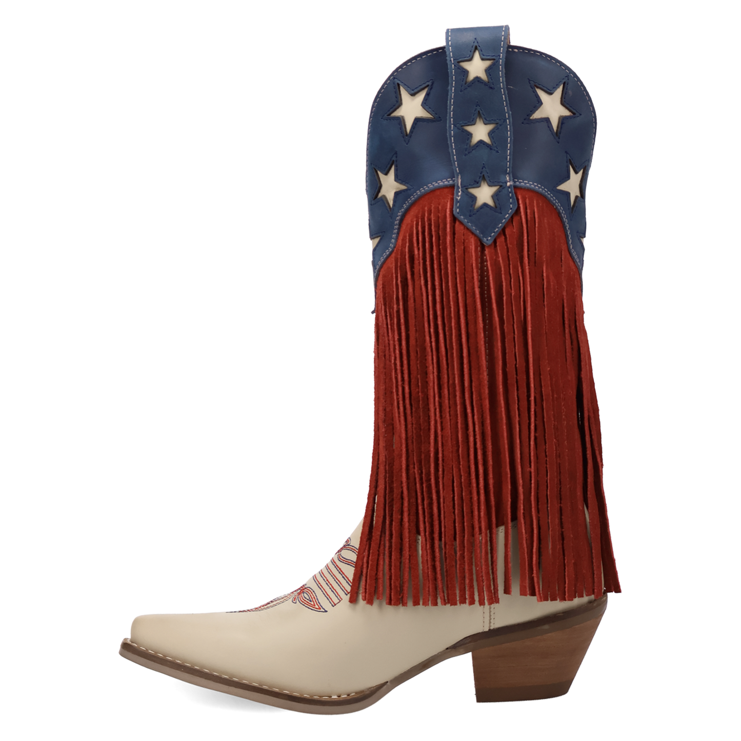 Dingo Ladies Wild n' Free Fringe White Leather Snip Toe Boot DI2476-MU