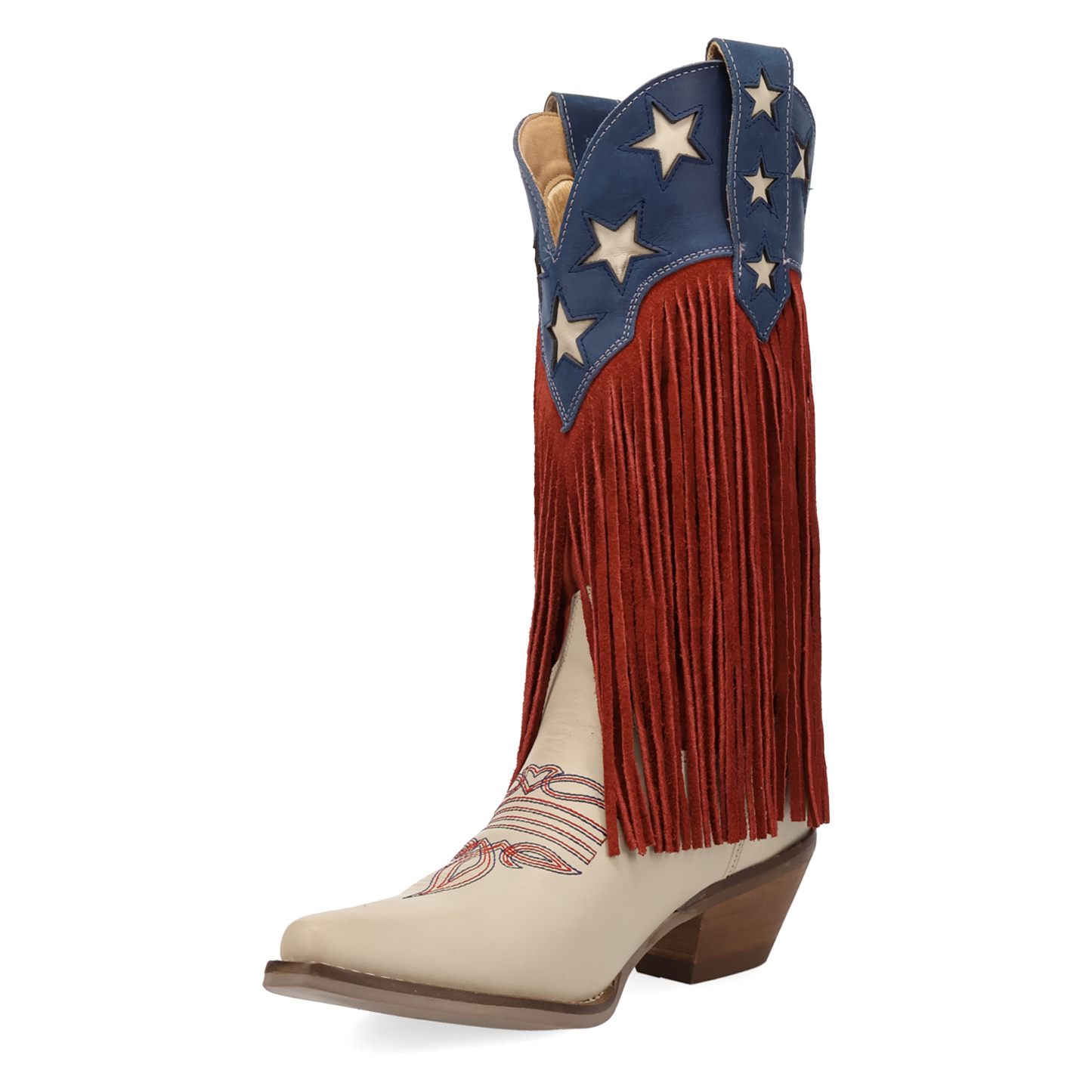 Dingo Ladies Wild n' Free Fringe White Leather Snip Toe Boot DI2476-MU