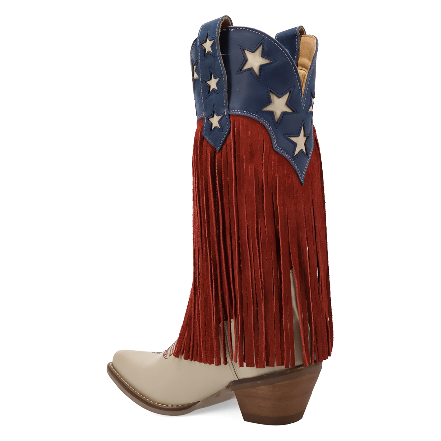 Dingo Ladies Wild n' Free Fringe White Leather Snip Toe Boot DI2476-MU