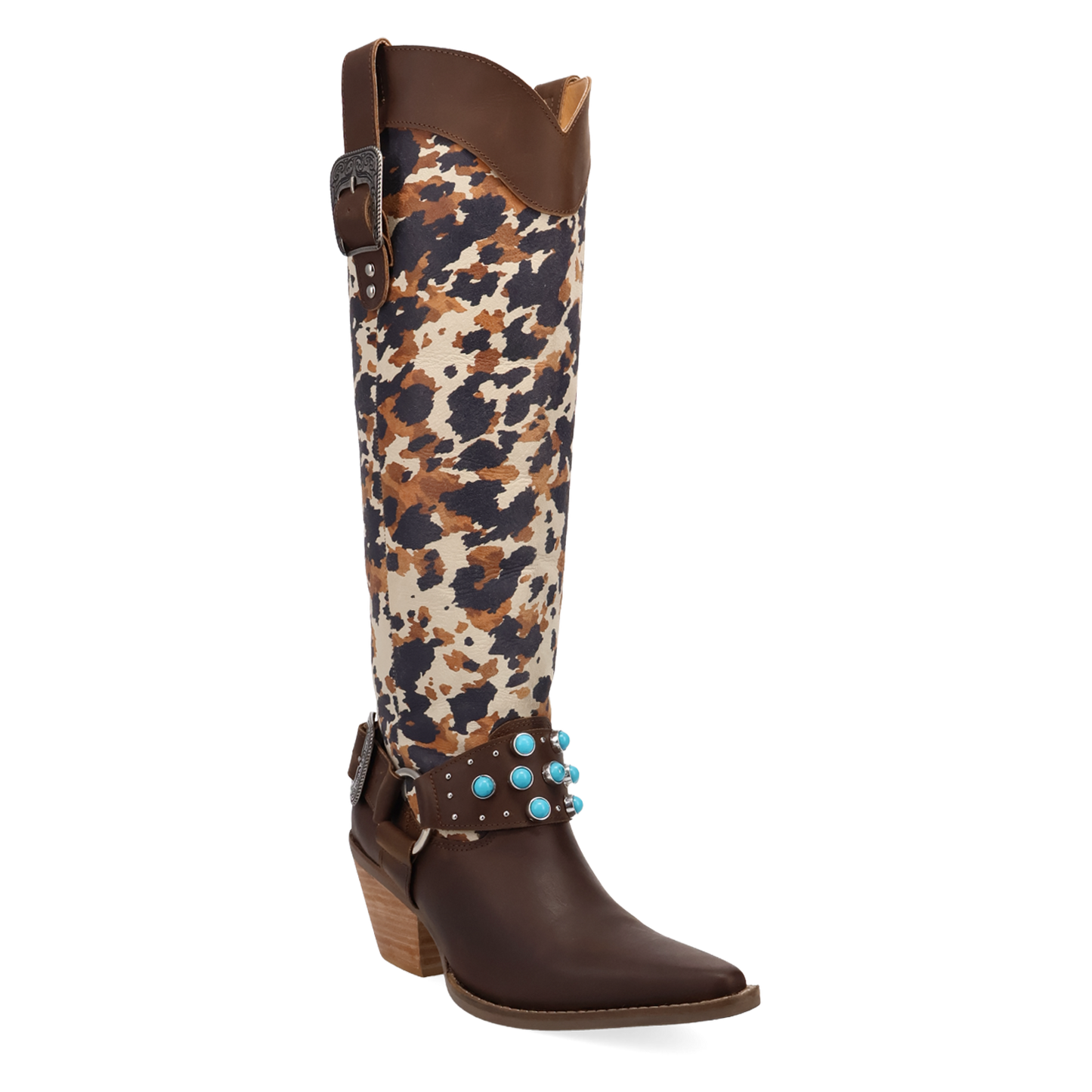 Dingo Ladies City Slicker Brown Leopard Tall Leather Western Boot DI2491-BN