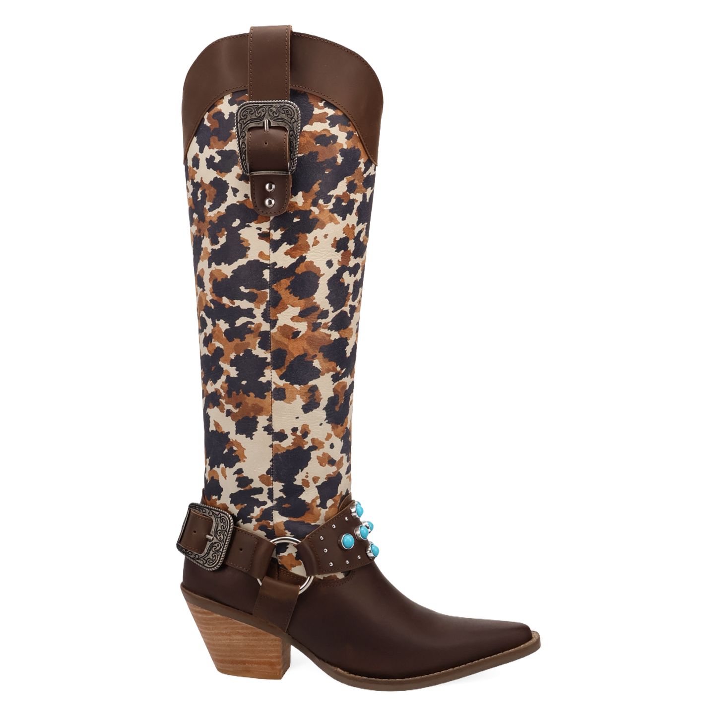 Dingo Ladies City Slicker Brown Leopard Tall Leather Western Boot DI2491-BN