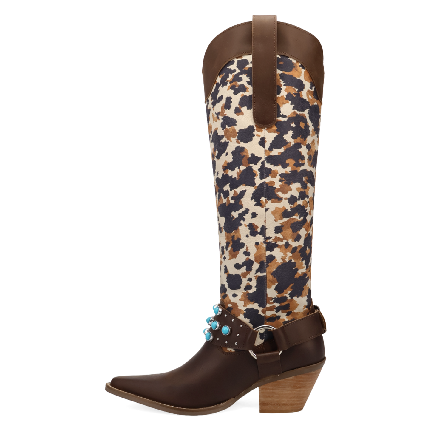 Dingo Ladies City Slicker Brown Leopard Tall Leather Western Boot DI2491-BN