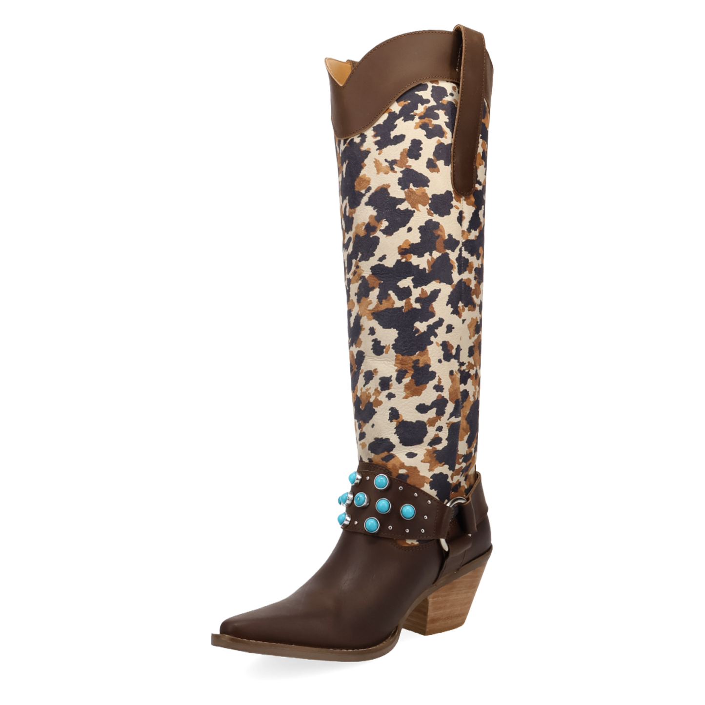 Dingo Ladies City Slicker Brown Leopard Tall Leather Western Boot DI2491-BN