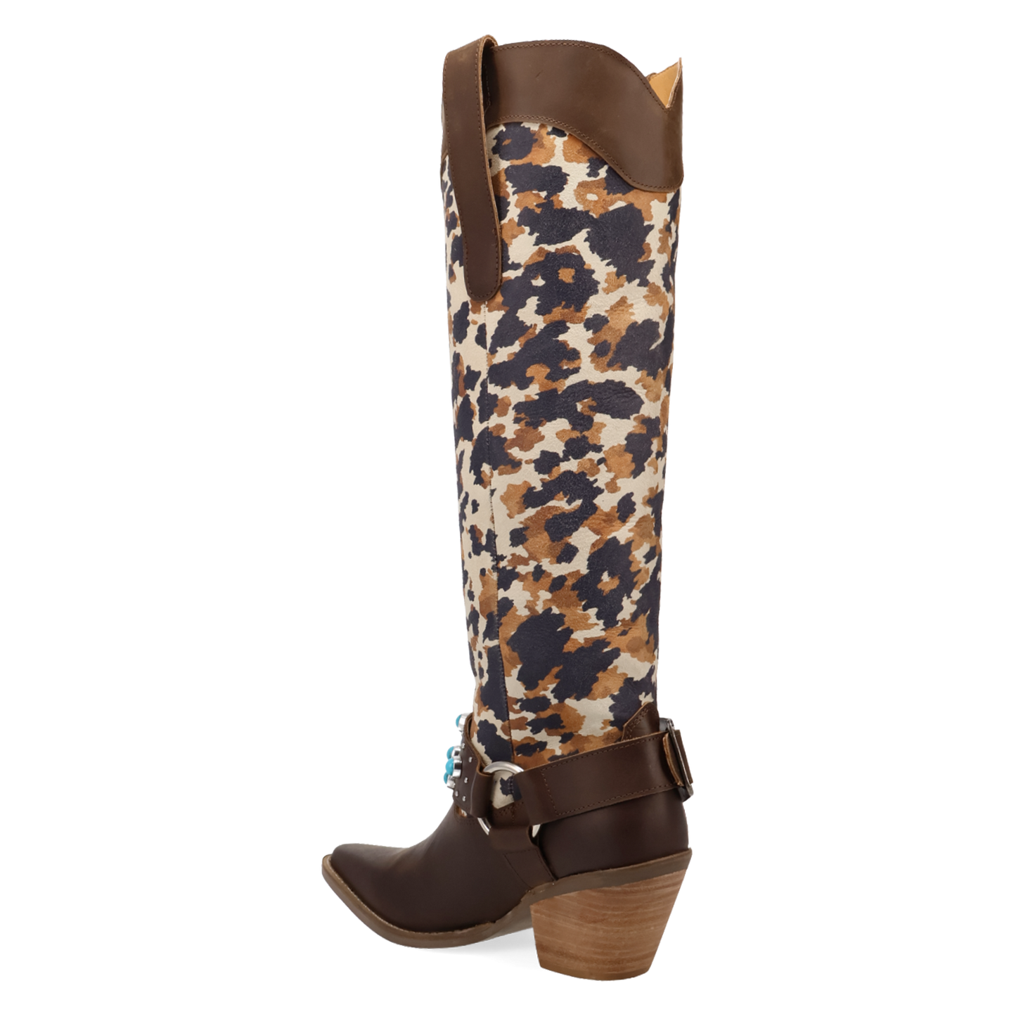 Dingo Ladies City Slicker Brown Leopard Tall Leather Western Boot DI2491-BN