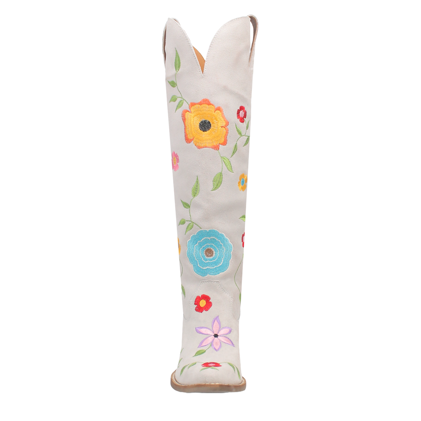 Dingo Ladies Flower Power White Suede Tall Western Boots DI277-WH