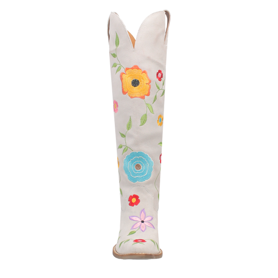 Dingo Ladies Flower Power White Suede Tall Western Boots DI277-WH