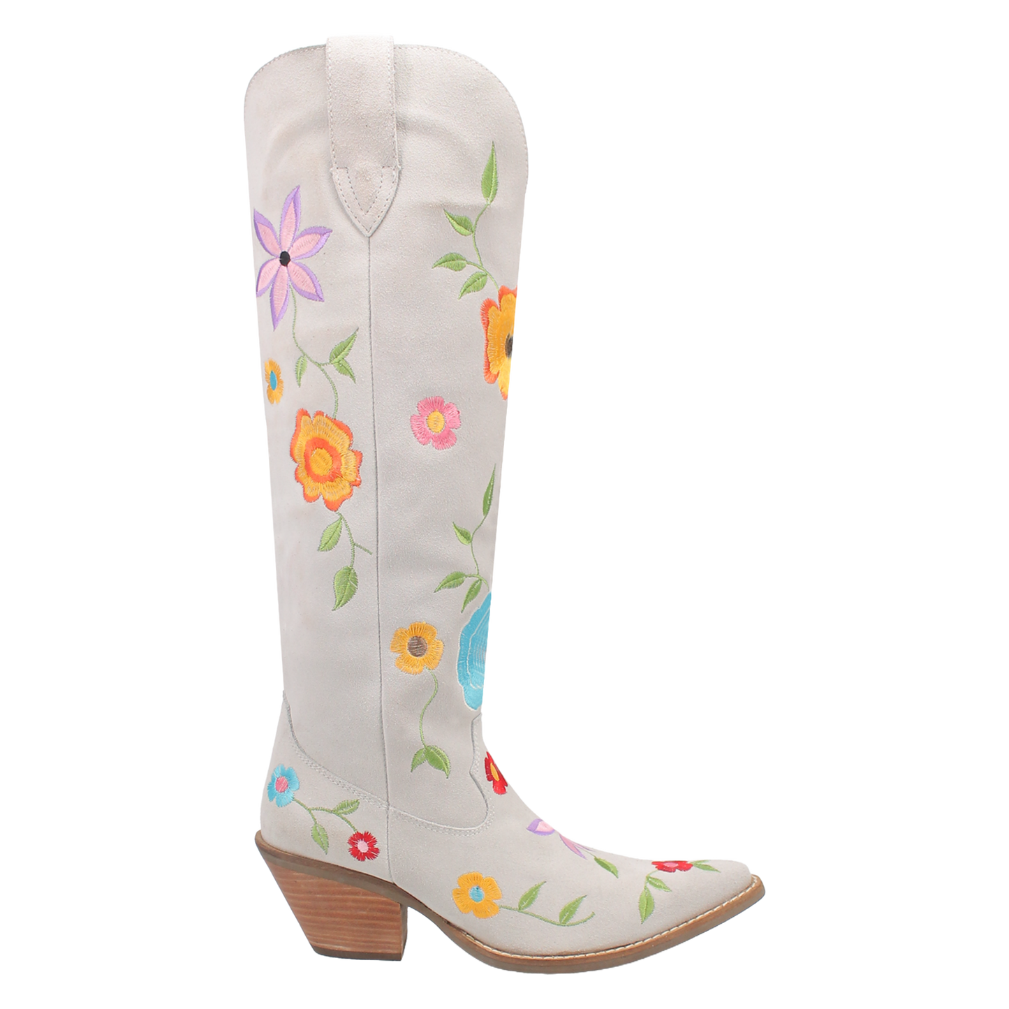 Dingo Ladies Flower Power White Suede Tall Western Boots DI277-WH