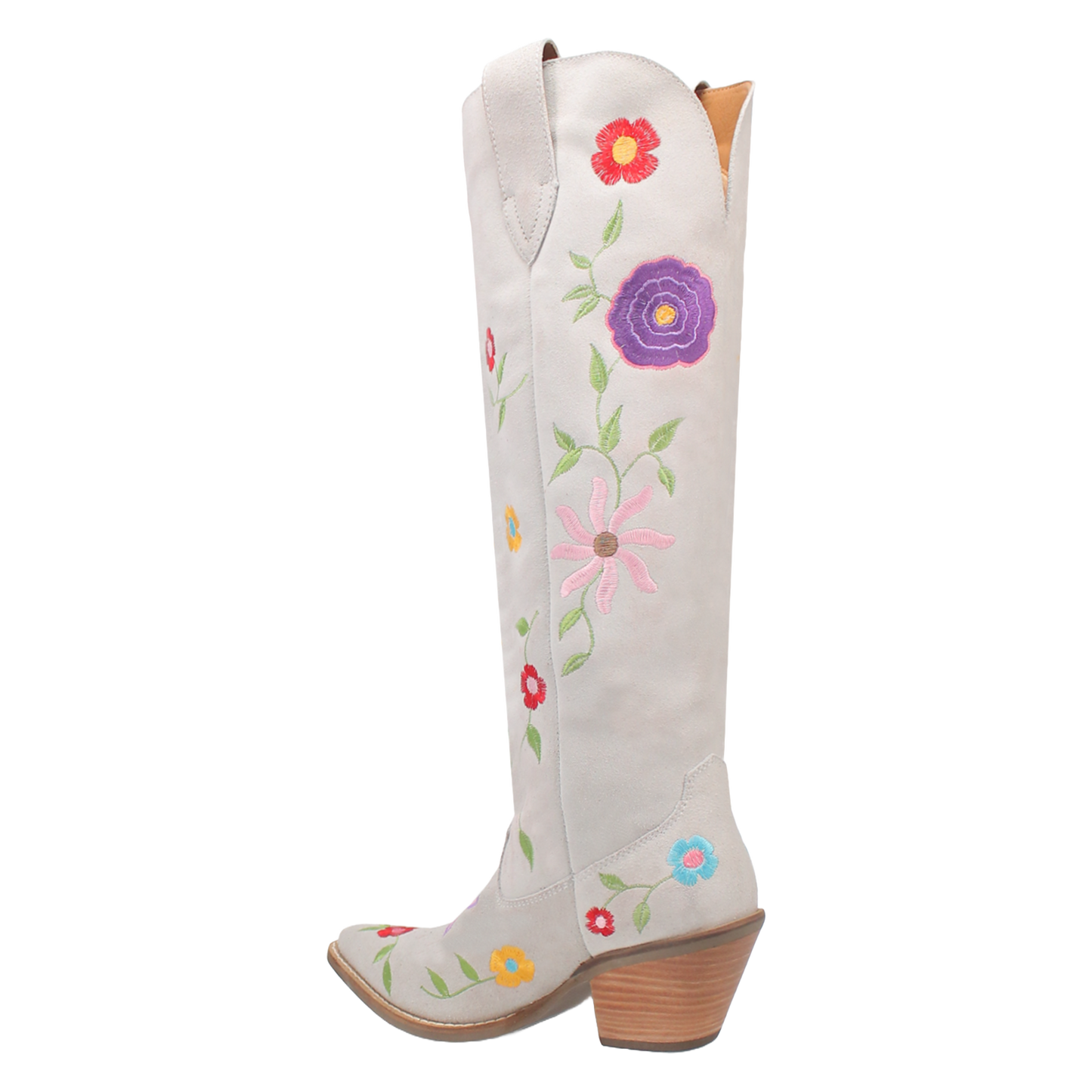 Dingo Ladies Flower Power White Suede Tall Western Boots DI277-WH