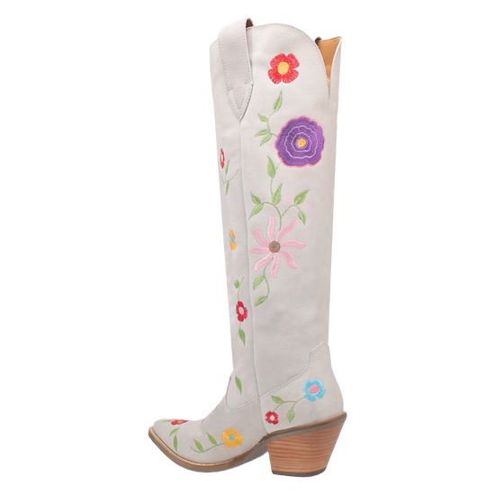 Dingo Ladies Flower Power White Suede Tall Western Boots DI277-WH