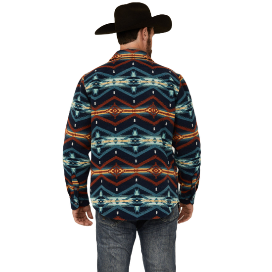 Powder River Outfitters Men's Southwest Print Teal Shacket DM92C04064