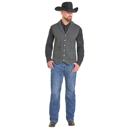 Panhandle Men's Black Fleece Bonded Herringbone Vest DM98C07125