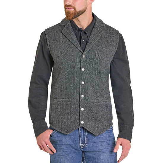 Panhandle Men's Black Fleece Bonded Herringbone Vest DM98C07125