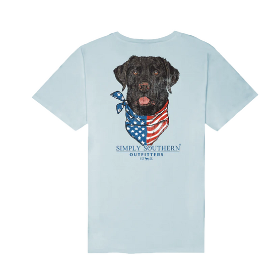 Simply Southern Men's Dog USA Spout Blue T-Shirt DOGUSA-SPOUT