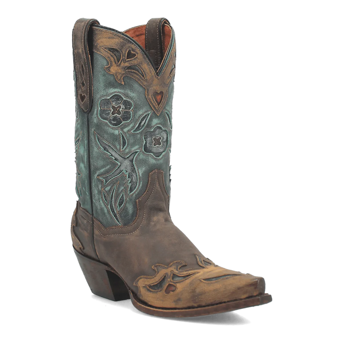 Dan Post Ladies Vintage Bluebird Leather Chocolate & Teal Western Boot DP3544