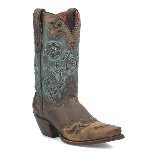 Dan Post Ladies Vintage Bluebird Leather Chocolate & Teal Western Boot DP3544