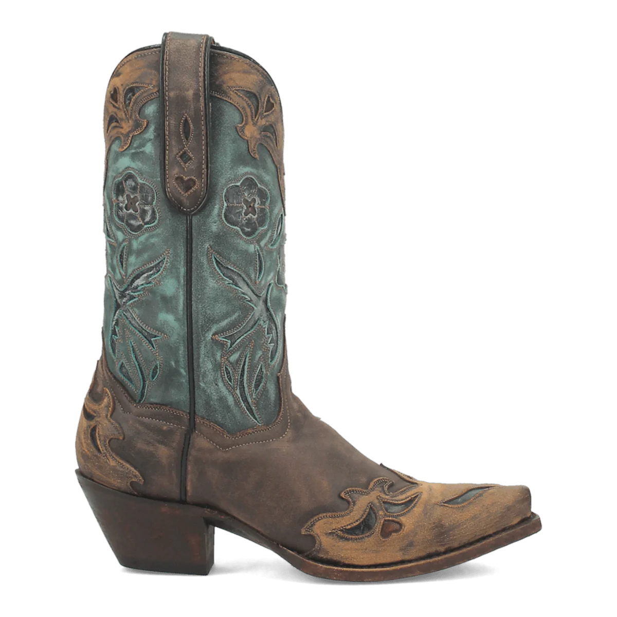 Dan Post Ladies Vintage Bluebird Leather Chocolate & Teal Western Boot DP3544