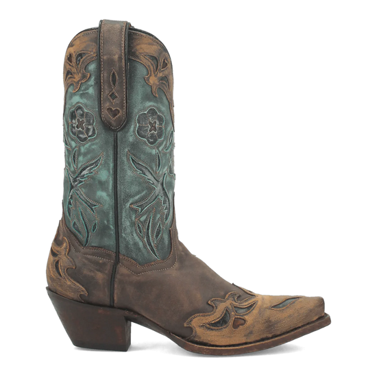 Dan Post Ladies Vintage Bluebird Leather Chocolate & Teal Western Boot DP3544