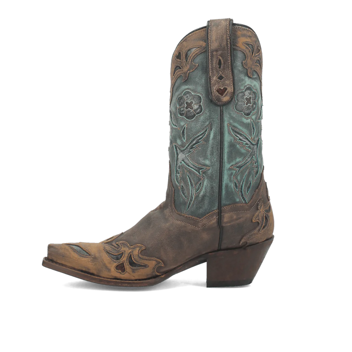 Dan Post Ladies Vintage Bluebird Leather Chocolate & Teal Western Boot DP3544