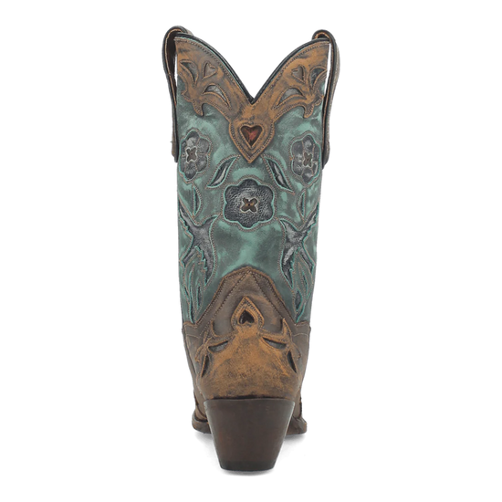 Dan Post Ladies Vintage Bluebird Leather Chocolate & Teal Western Boot DP3544