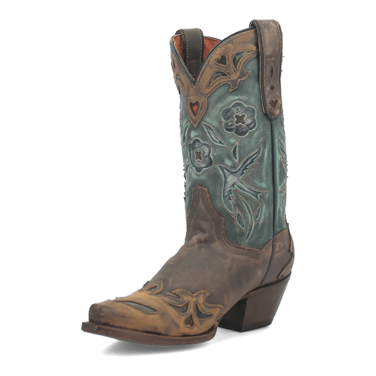 Dan Post Ladies Vintage Bluebird Leather Chocolate & Teal Western Boot DP3544