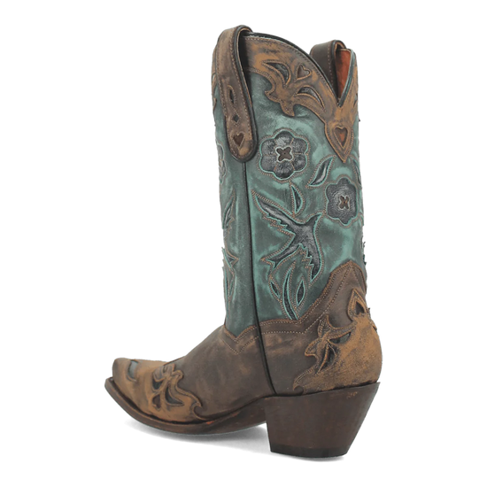 Dan Post Ladies Vintage Bluebird Leather Chocolate & Teal Western Boot DP3544