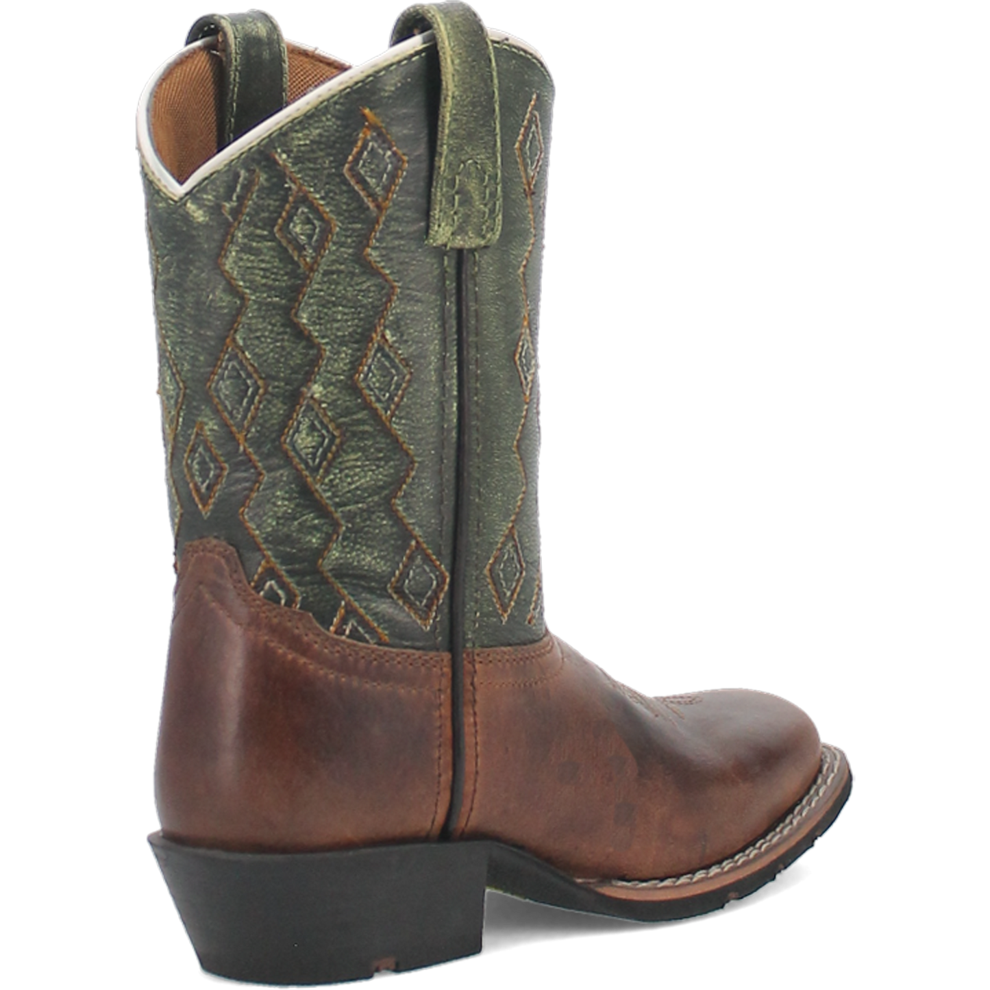 Dan Post Youth Teddy Leather Brown & Green Western Boots DPC3946