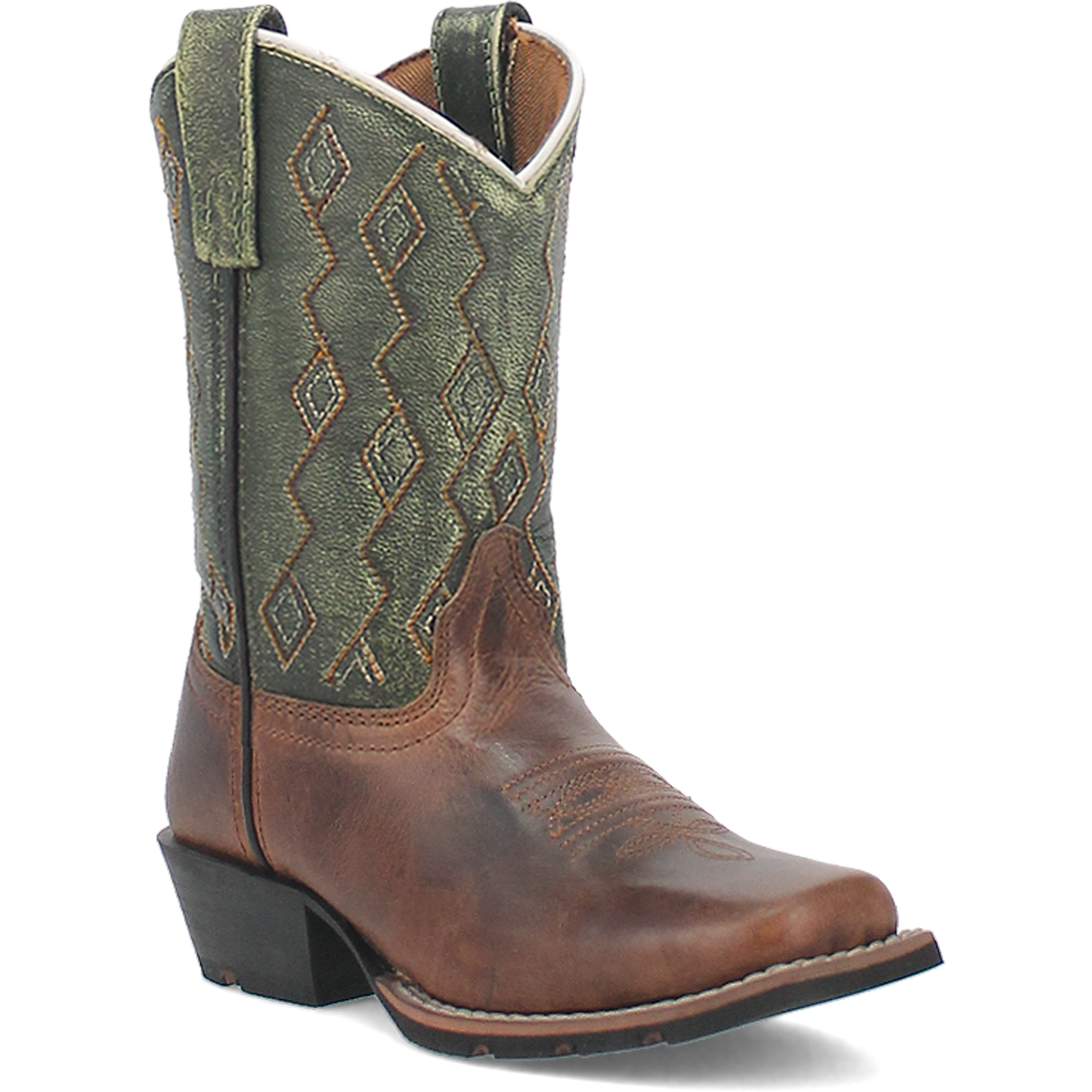 Dan Post Children's Teddy Leather Brown & Green Western Boots DPC2946