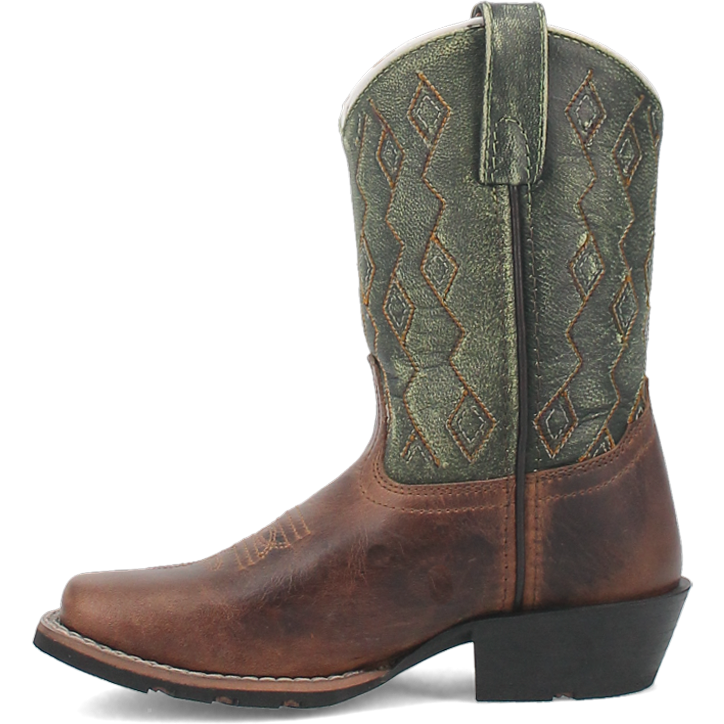 Dan Post Youth Teddy Leather Brown & Green Western Boots DPC3946